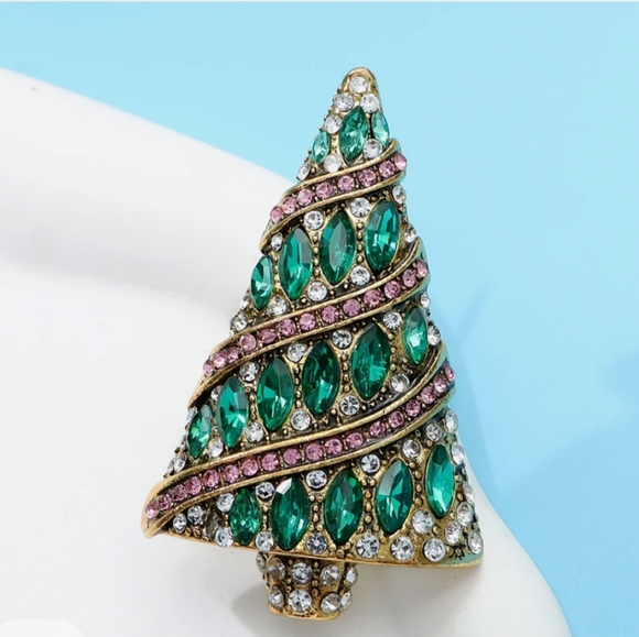 Jeweled Christmas Tree Brooch - Picture 4 of 13